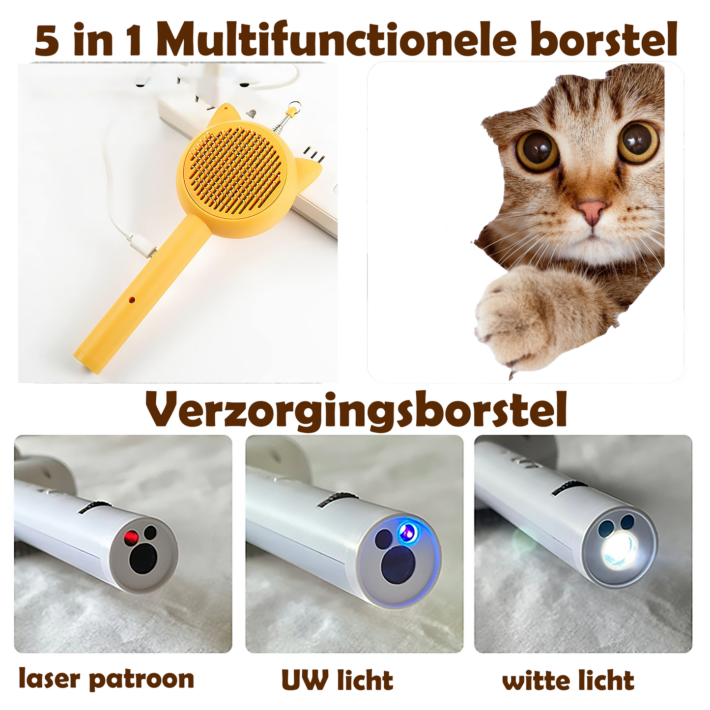 5 in 1 Multifunctionele kattenborstel