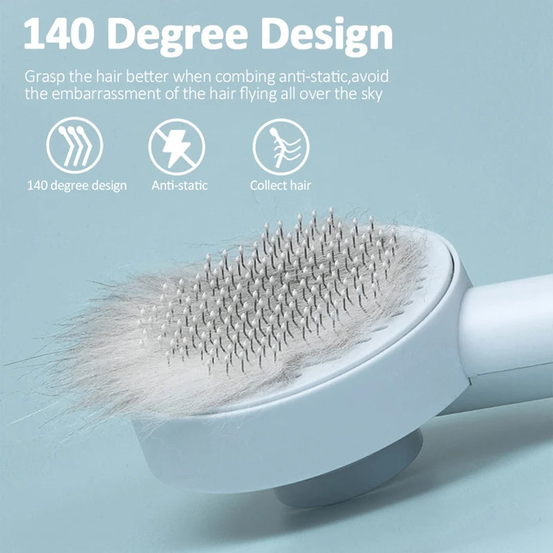 Dual-Action Pet Hair Remover Brush for Cats and Dogs